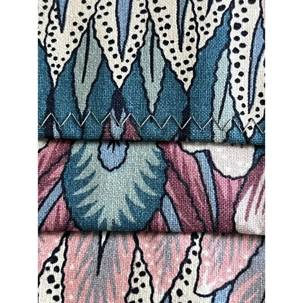 Custom Drapes Valance Kaufmann NEW WORLDS Art Deco Coral Aqua Feather Flame 6pc